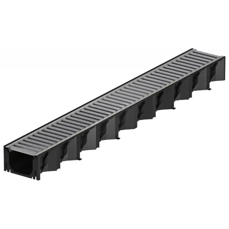 Markenprodukt ACO Self Hexaline Entwässerungsrinne 1 m aus Kunststoff, inkl. verzinktem Stegrost 319213