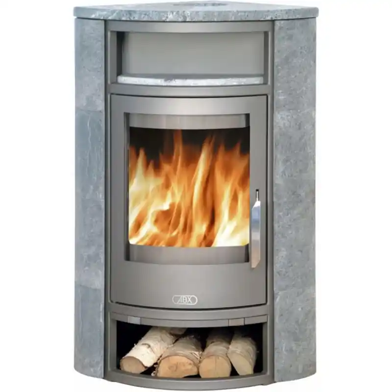 Abverkauf ABX POLAR 4656-6-III W ecke-formig, Holz-Kaminofen, grau+Speckstein inkl. Obenteil 4656-6M