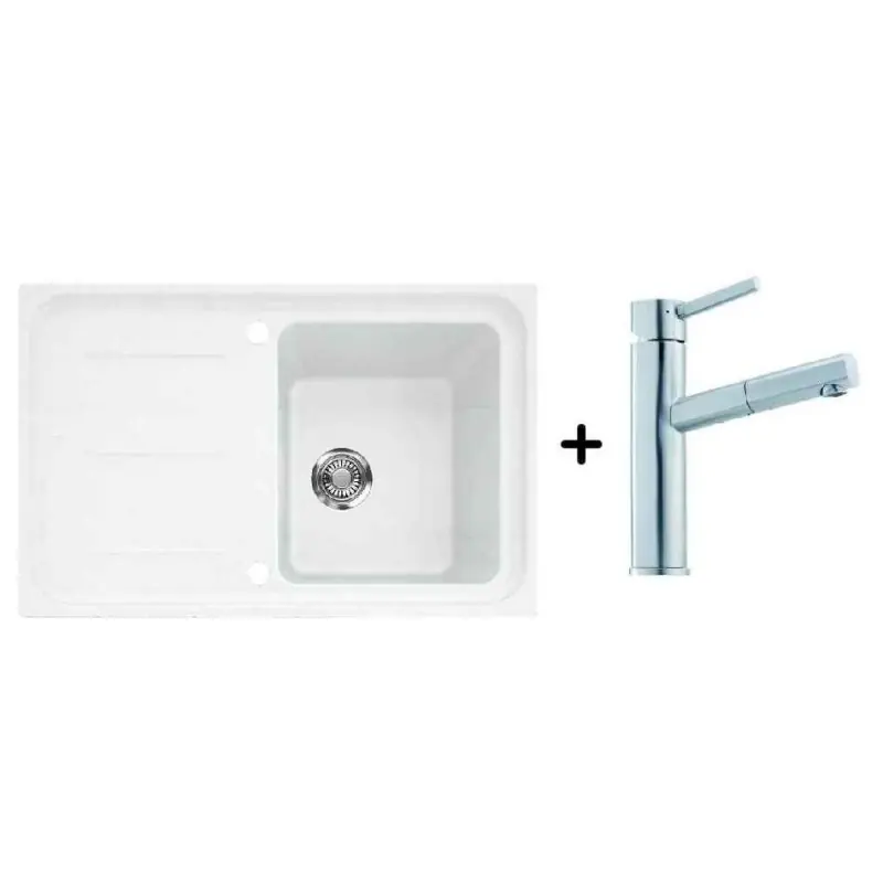 Franke SET G14 Fragranit Spüle IMG 611-78.099 glacier + Küchenarmatur FC 7986 Gaia Jetzt Kaufen