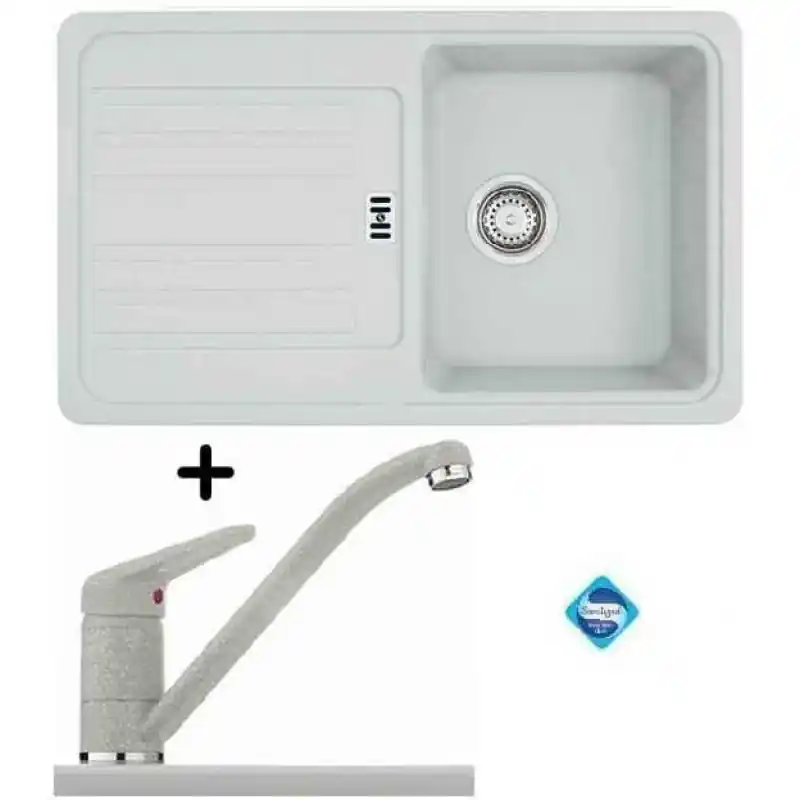 Begrenztes Angebot Franke SET G19 Fragranit Einbauspüle EFG 614-78 silber + Küchenarmatur FC 9541.098