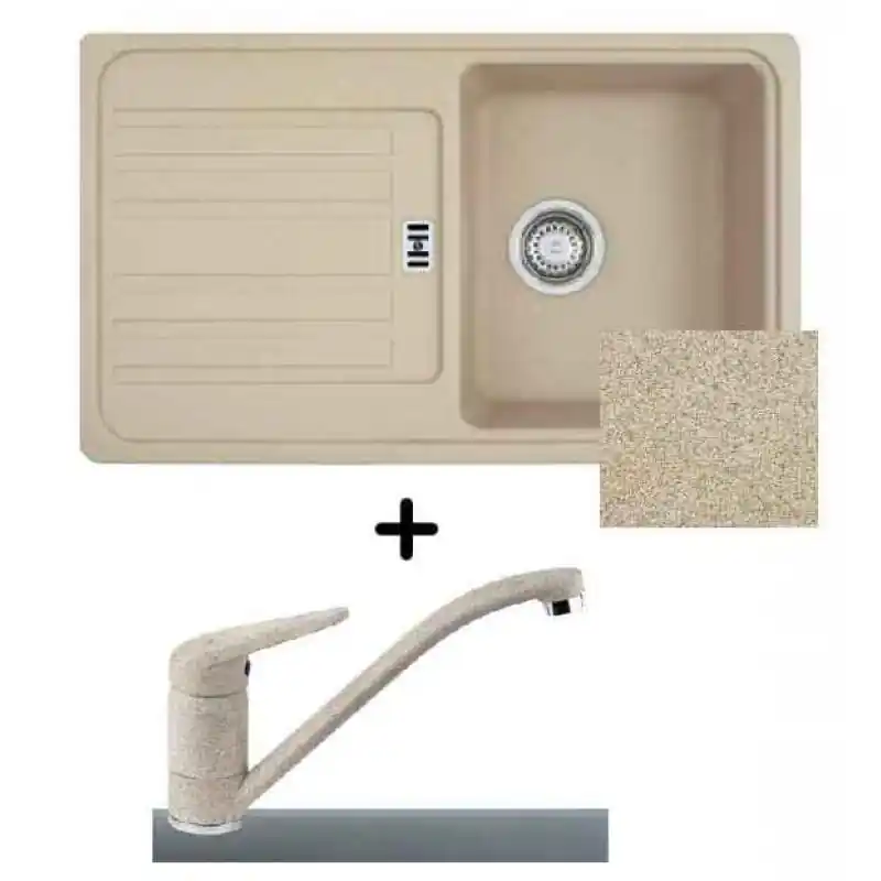 Franke SET G19 Fragranit Einbauspüle EFG 614-78 beige + Küchenarmatur FC 9541.085 Schnäppchen