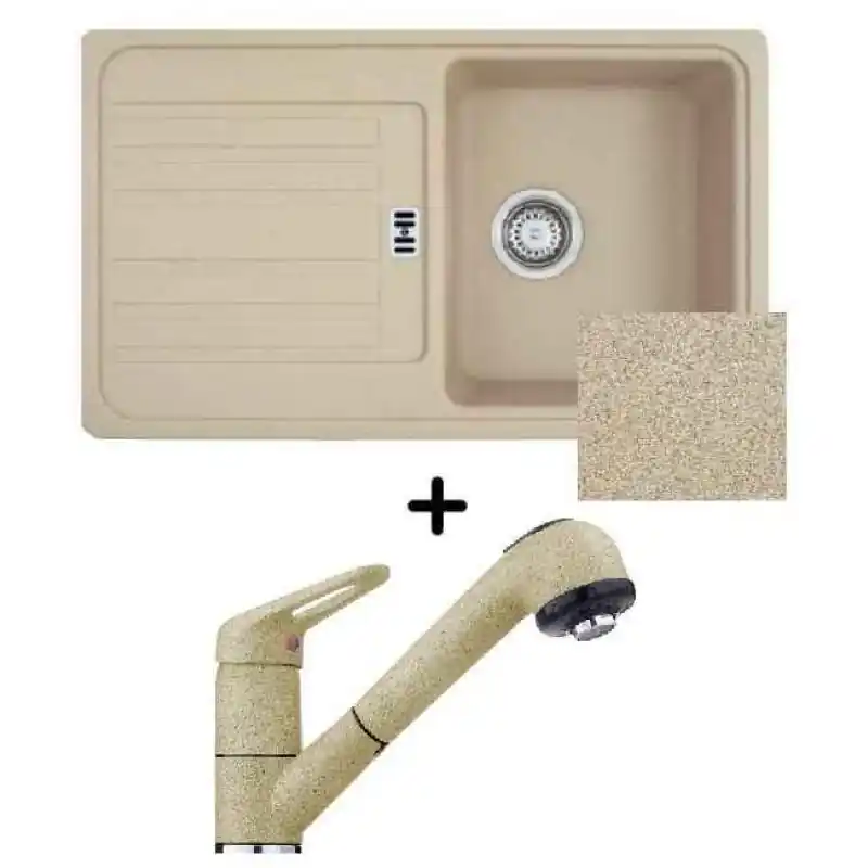 Must-Have Franke SET G20 Fragranit Einbauspüle EFG 614-78 beige + Küchenarmatur FC 9547.085
