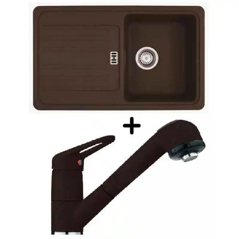 Franke SET G20 Fragranit Einbauspüle EFG 614-78 chocolate + Küchenarmatur FC 9547.070 Top-Seller