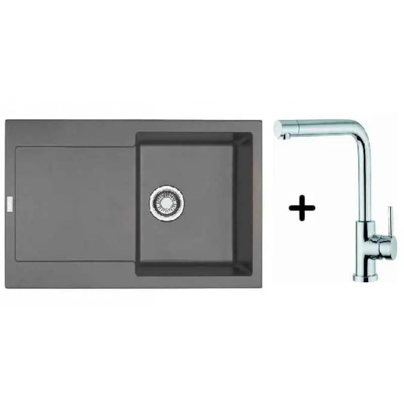 Franke SET G39 Fragranit Spüle MRG 611.084 steingrau + Küchenarmatur Samoa Versand Am Gleichen Tag