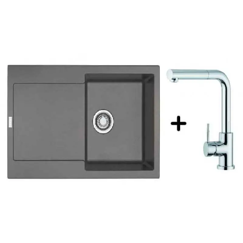 Franke SET G40 Fragranit Spüle MRG 611.084 steingrau+ Küchenarmatur FN 0147 Schlauchbrause Versand Am Gleichen Tag