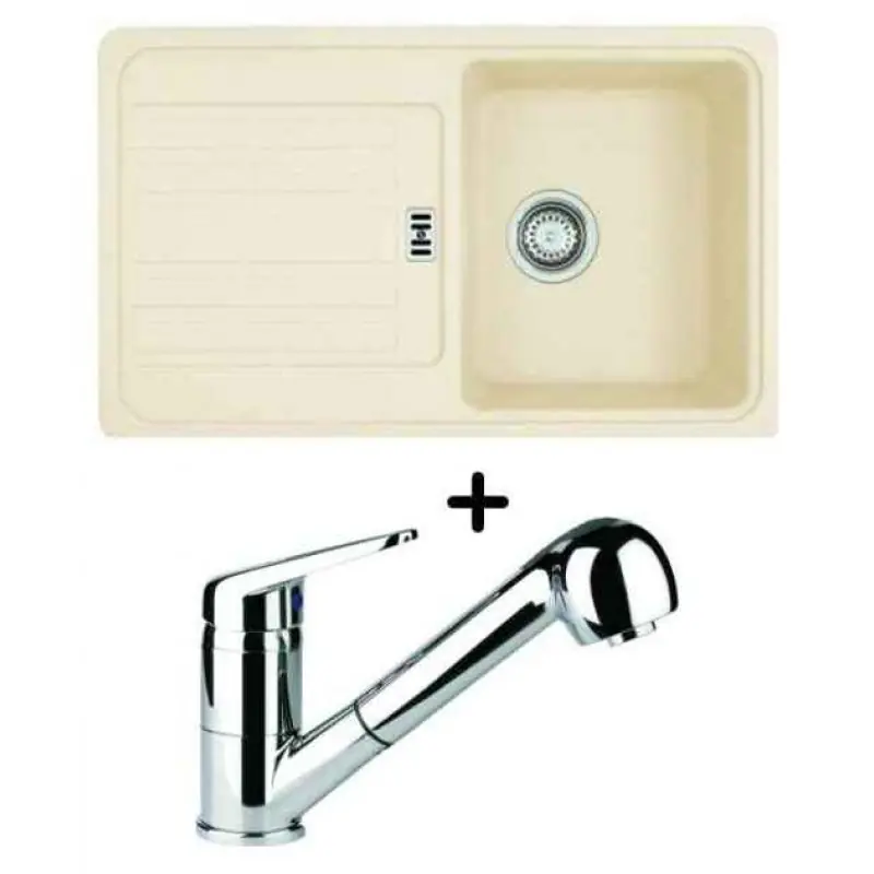 Franke SET G18 Fragranit Einbauspüle EFG 614-78 Magnolia + Küchenarmatur FC 9541.031 Bestseller