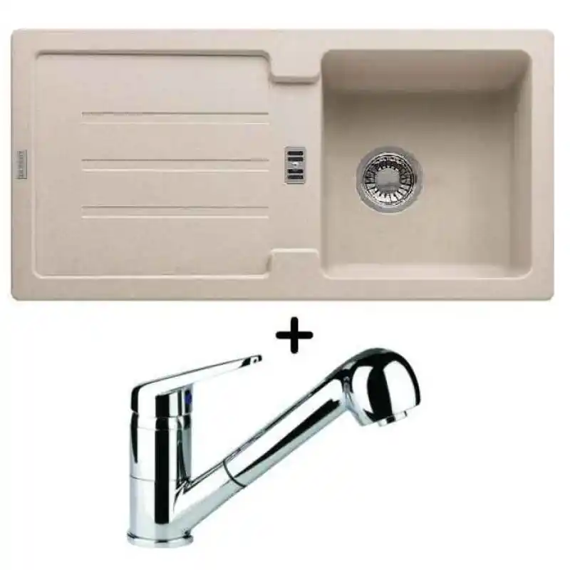 Franke SET G26 Fragranit Spüle STG 614 beige + Küchenarmatur FC 9547.031 Schnäppchen