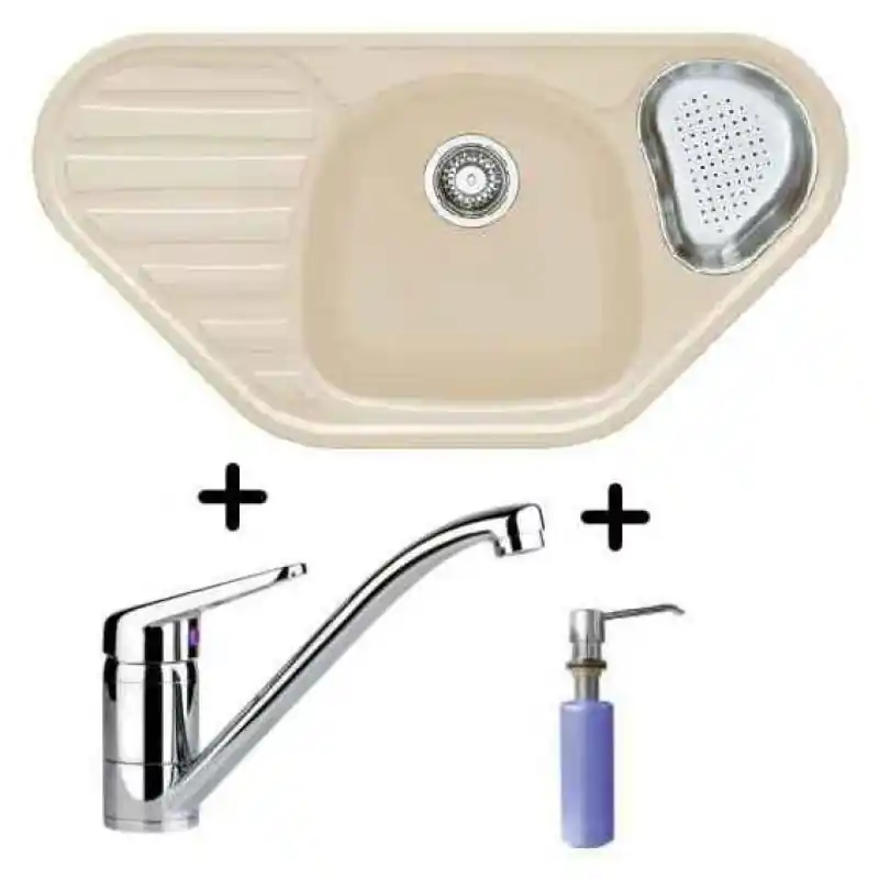 Angebot Franke SET G45 Fragranit Einbauspüle COG 651E sahara + Armatur FC 9541 + Spülmittelspender