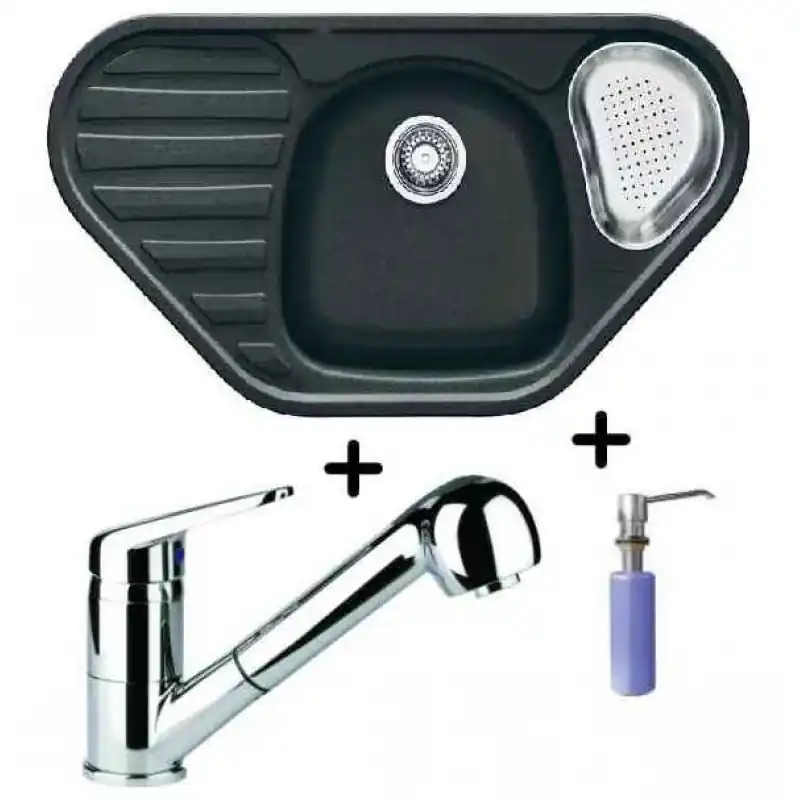 Franke SET G46 Fragranit Einbauspüle COG 651 E graphit + Armatur FC 9547+Spülmittelspender Geprüft