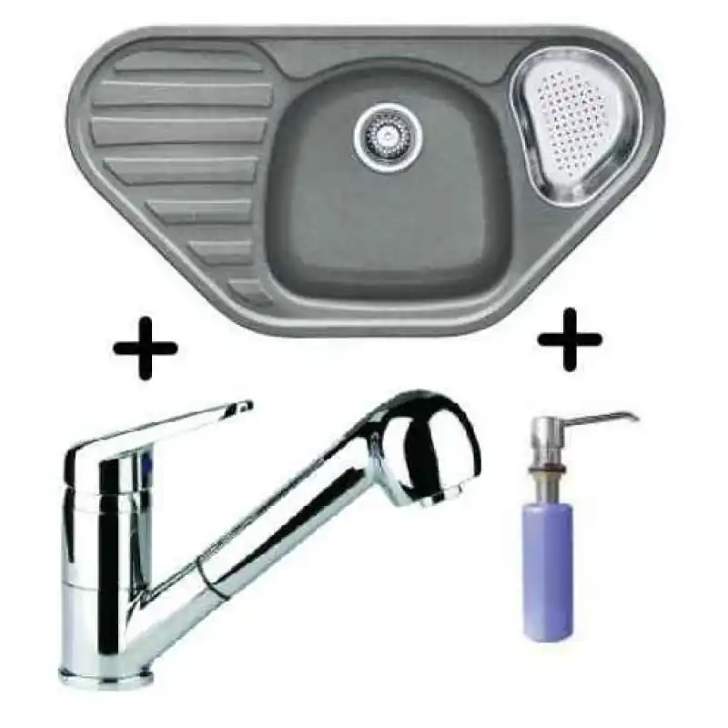 Franke SET G46 Fragranit Einbauspüle COG 651E steingrau + Armatur FC9547+Spülmittelspender Markenware