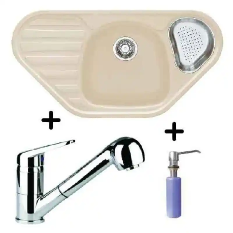 Franke SET G46 Fragranit Einbauspüle COG 651 E sahara + Armatur FC9547 + Spülmittelspender Direktkauf