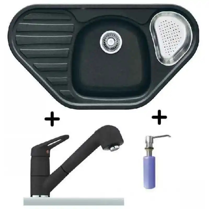 Franke SET G48 Fragranit Spüle COG 651E graphit + Armatur FC 9547.094 + Spülmittelspender Neu Im Sortiment