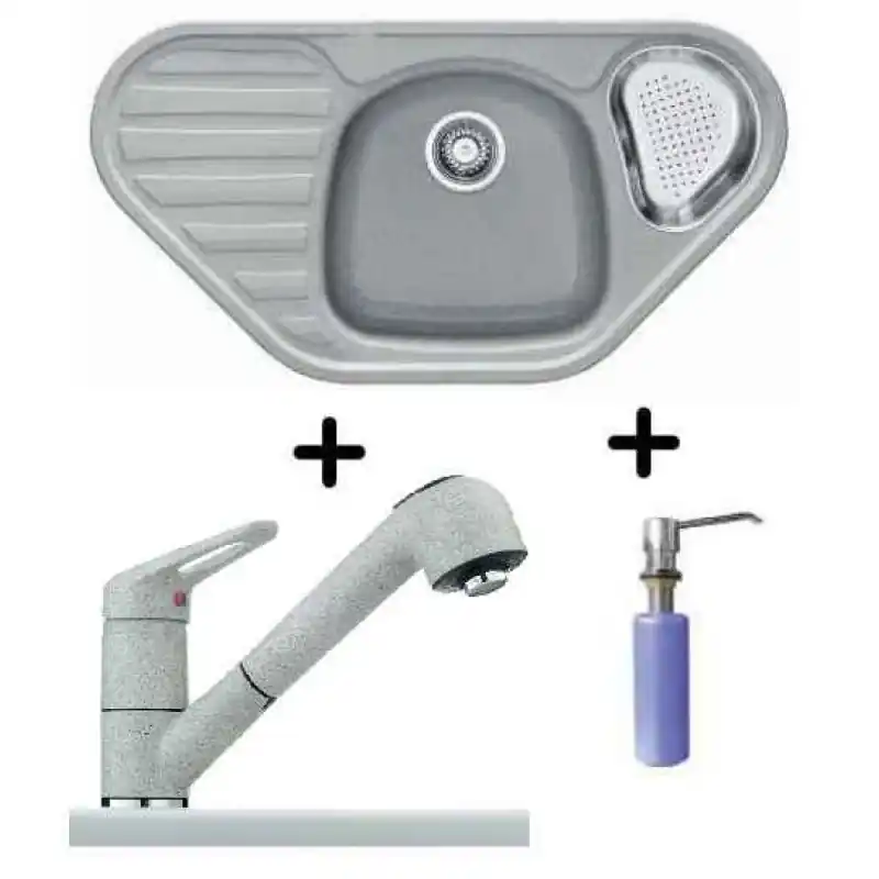 Franke SET G48 Fragranit Spüle COG 651E silber + Armatur FC 9547.098 + Spülmittelspender Garantierte Lieferung