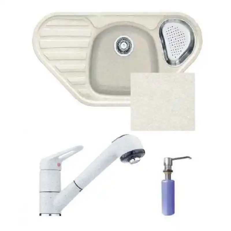 Franke SET G48 Fragranit Spüle COG 651E glacier + Armatur FC 9547.094+Spülmittelspender Super-Preis