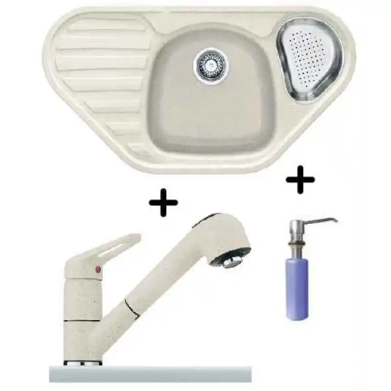 Franke SET G48 Fragranit Spüle COG 651E Magnolia + Armatur FC 9547.073 + Spülmittelspender Schneller Versand