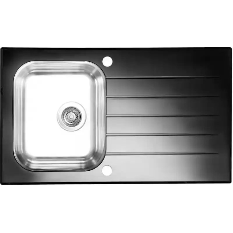 ALVEUS GLASSIX 10 Küchenspüle, 860 x 500 mm, Edelstahl/Glas, schwarz 1099450 Markenprodukt