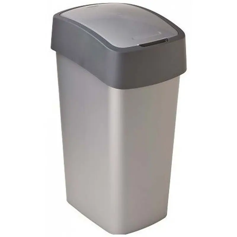 CURVER FLIP BIN 45L Mülleimer 65,3 x 29,4 x 37,6 cm silber/grau 02172-686 Neuheit