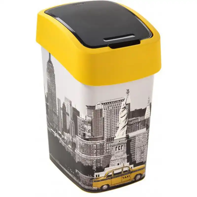 Preisreduziert CURVER FLIP BIN NEW YORK 25L Abfallbehälter 47 x 26 x 34 cm gelb/grau 02171-N27