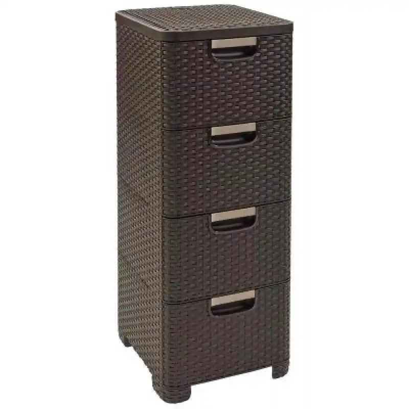 Versand Am Gleichen Tag CURVER STYLE 4x14L Schubladenchrank 33 x 38 x 79 cm dunkelbraun 06605-210
