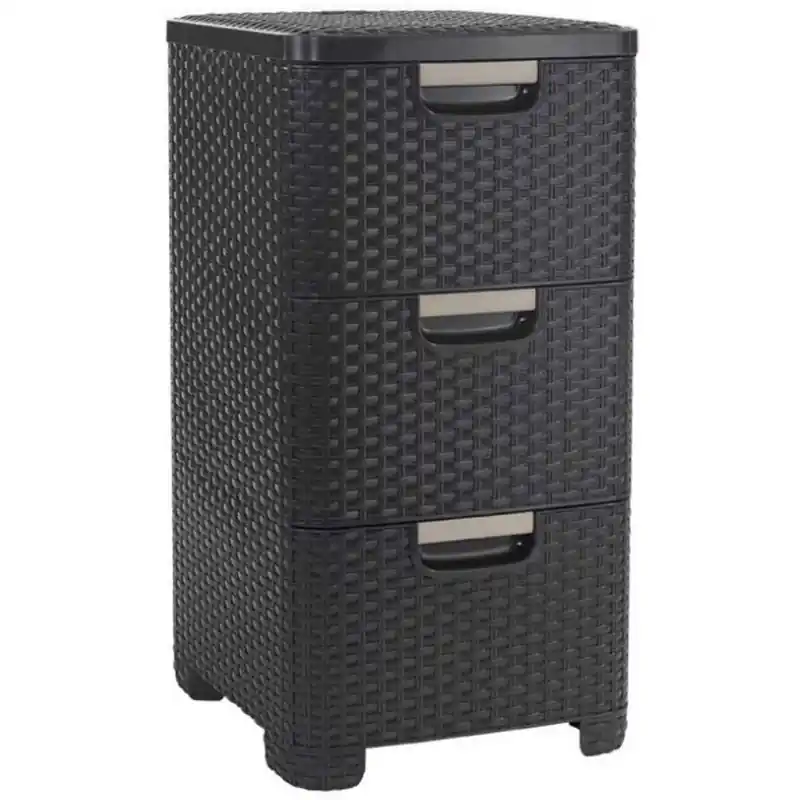 Mega-Angebot CURVER STYLE 3x14L Schubladenchrank 33 x 38 x 59,5 cm dunkelbraun 06604-210