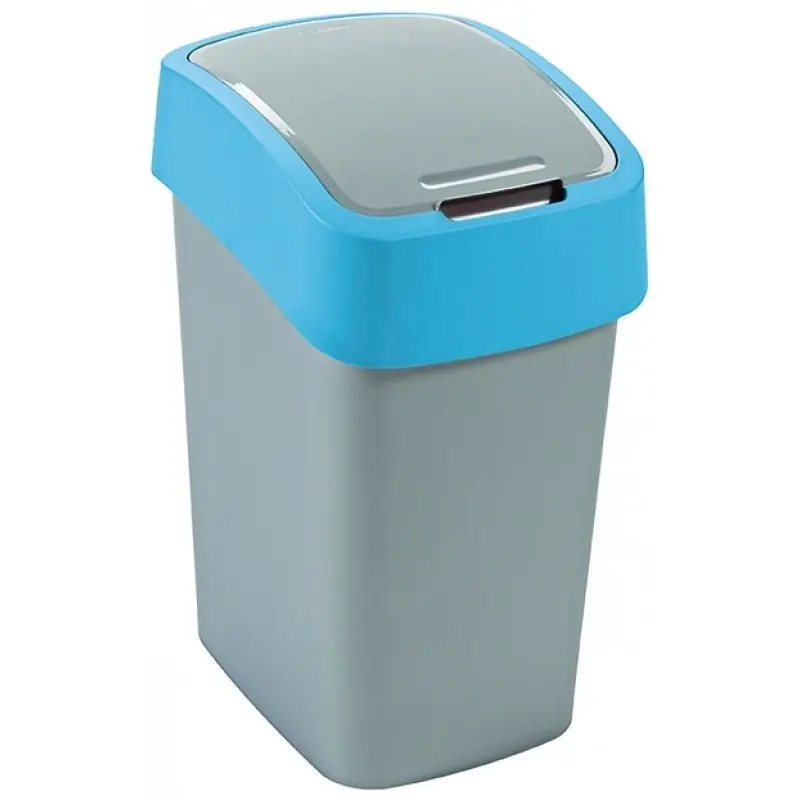 Must-Have CURVER FLIP BIN 25L Mülleimer 47 x 26 x 34 cm silber/blau 02171-734