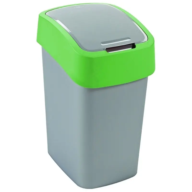 Versand Am Gleichen Tag CURVER FLIP BIN 25L Mülleimer 47 x 26 x 34 cm silber/grün 02171-P80