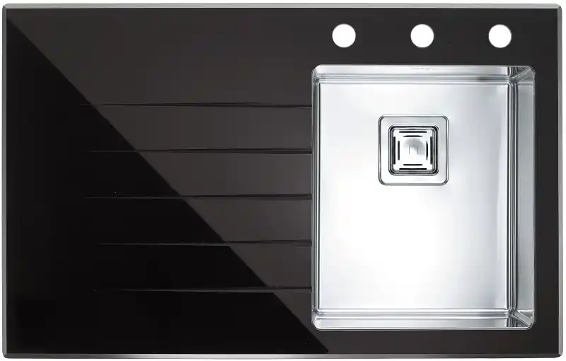 ALVEUS CRYSTALIX 10 Küchenspüle, schwarz, 860 x 540 mm, rechts 1099630 Versand Am Gleichen Tag