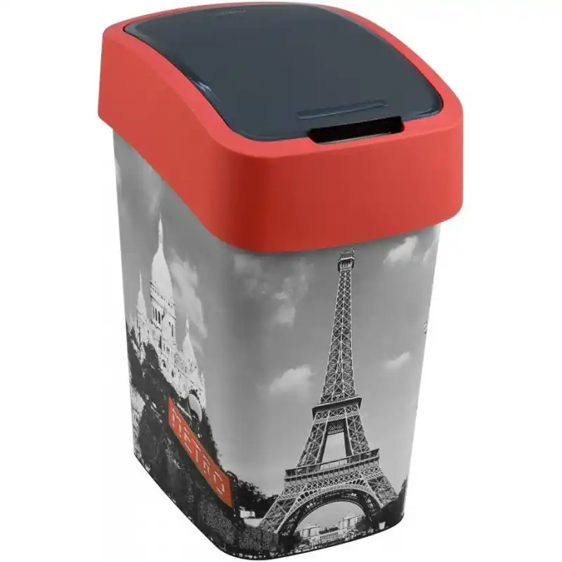 CURVER FLIP BIN PARIS 25L Abfallbehälter Klappdeckel 47 x 26 x 34 cm rot/grau 02171-P67 Online Kaufen