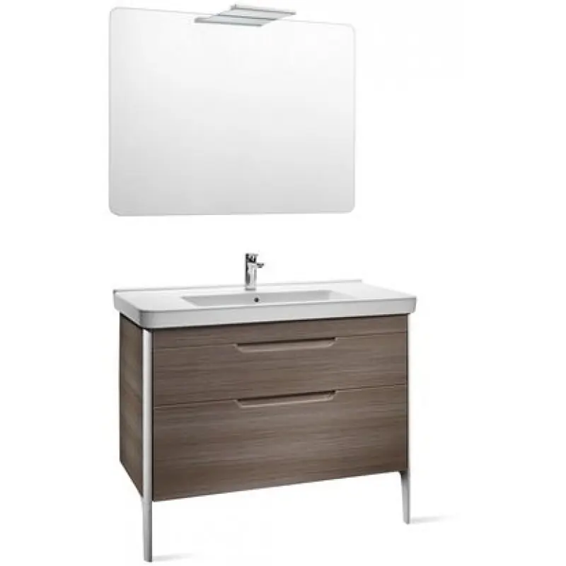 Expressversand Roca Dama Waschtisch mit Unterschrank 85 cm mit Spiegel, graubraun 7855810150
