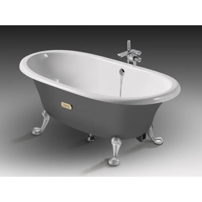 Roca Newcast Badewanne Gusseisen 170 x 85 cm, 222l, grau-weiß antislip, 7233650000 Must-Have