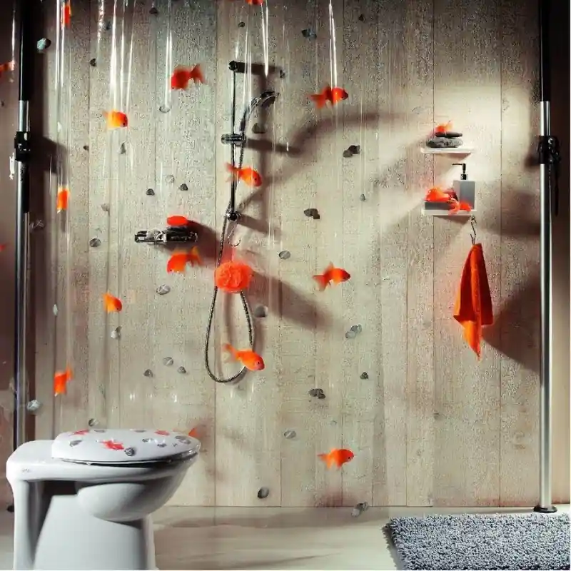 Markenprodukt Spirella Goldfish Duschvorhang Plastik orange 1000097