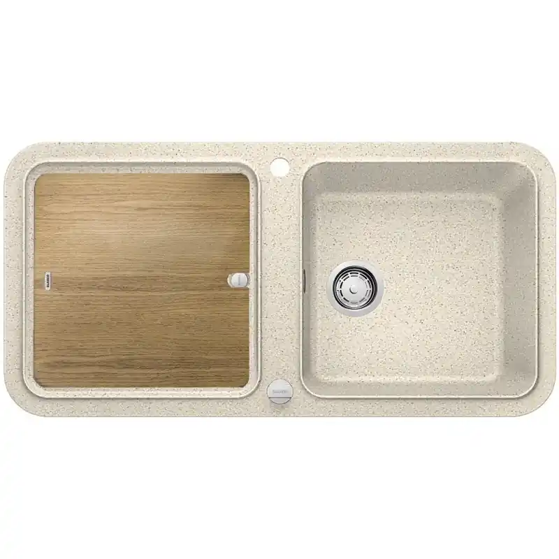 Zertifiziert BLANCO Yova XL 6 S SILGRANIT sand mit Esche-Compound-Arbeitsbrett 519590