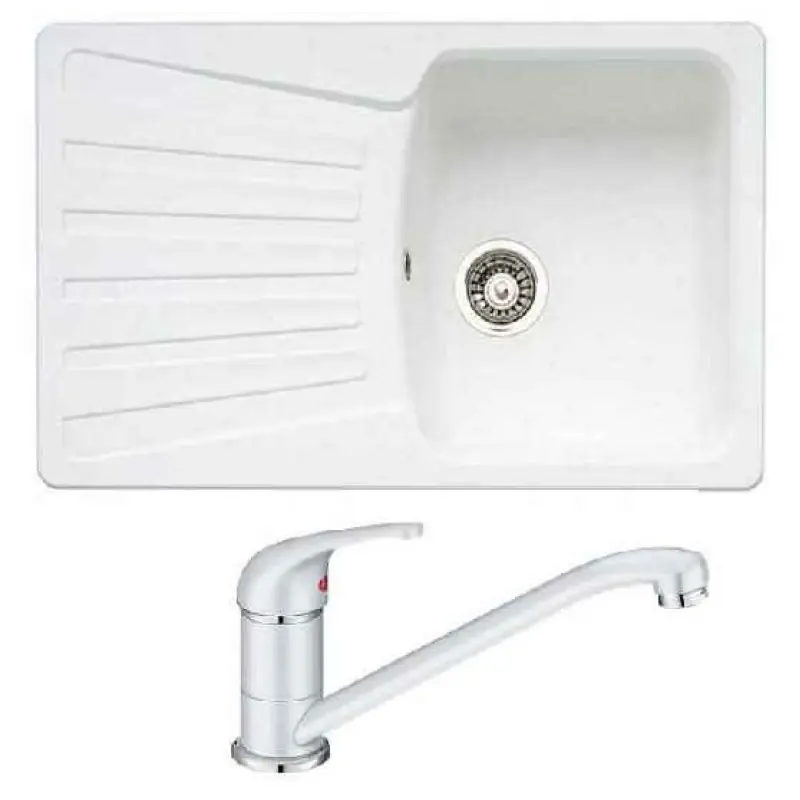 BLANCO SET NOVA 45 S Einbauspüle weiß + Küchenarmatur DARAS weiß Must-Have