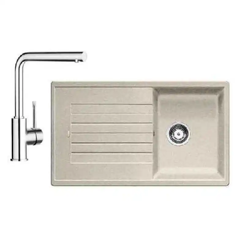 BLANCO SET ZIA 45 SL Einbauspüle sandfarbig + Küchenarmatur MILA Neu Im Sortiment