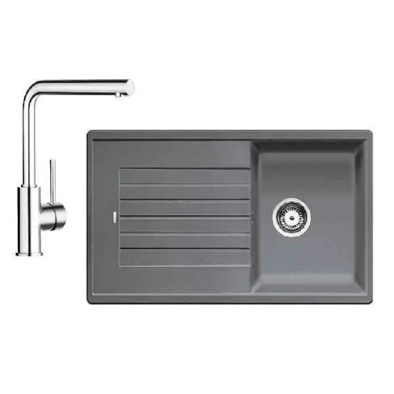 Sonderangebot BLANCO SET ZIA 45 SL Einbauspüle aluminium + Küchenarmatur MILA