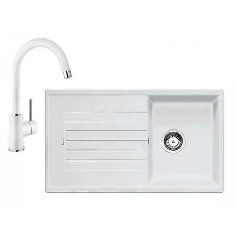 BLANCO SET ZIA 45 SL Einbauspüle weiß + Küchenarmatur MIDA weiß Letzte Chance