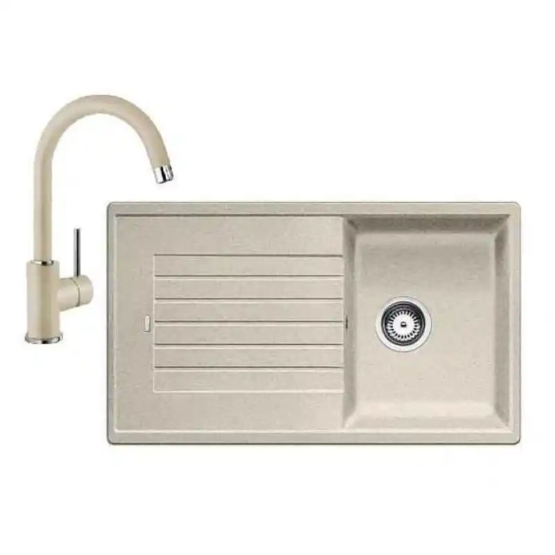 Neuheit BLANCO SET ZIA 45 SL Einbauspüle sandfarbig + Küchenarmatur MIDA sandfarbig