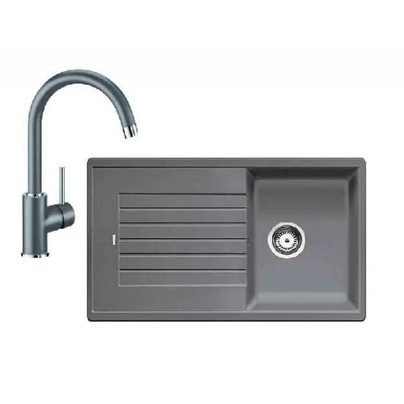Sale BLANCO SET ZIA 45 SL Einbauspüle aluminium + Küchenarmatur MIDA aluminium