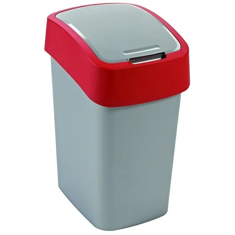 CURVER FLIP BIN 9L Mülleimer 35 x 18,9 x 23,5 cm silber/rot 02170-547 Direktkauf