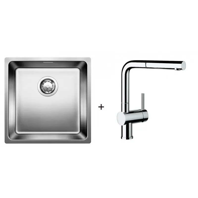 BLANCO SET BLANCOANDANO 400-U Edelstahlspüle + Küchenarmatur Linus-S chrom Echt
