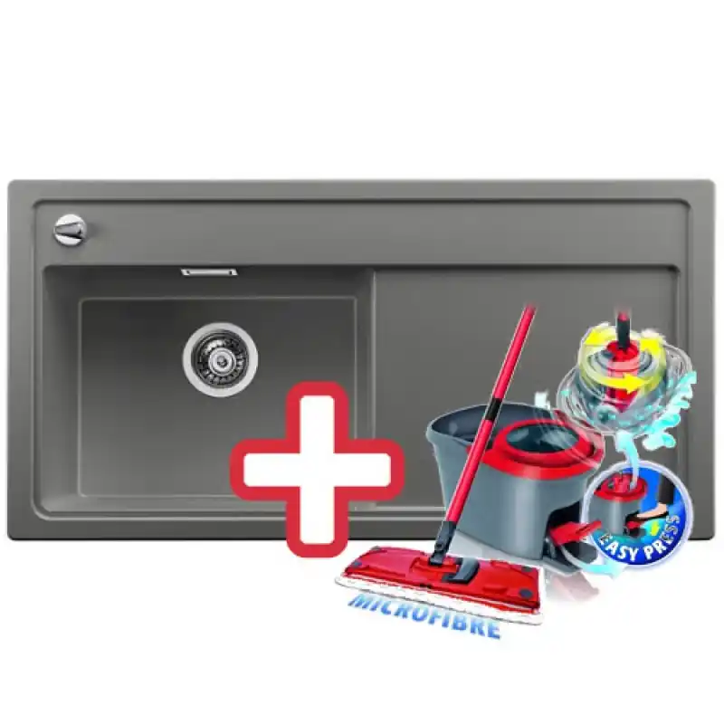 Preiswert BLANCO Zenar XL 6 S Spüle Silgranit grau, links 518929 + GRATIS VILEDA MOP Easy Wring