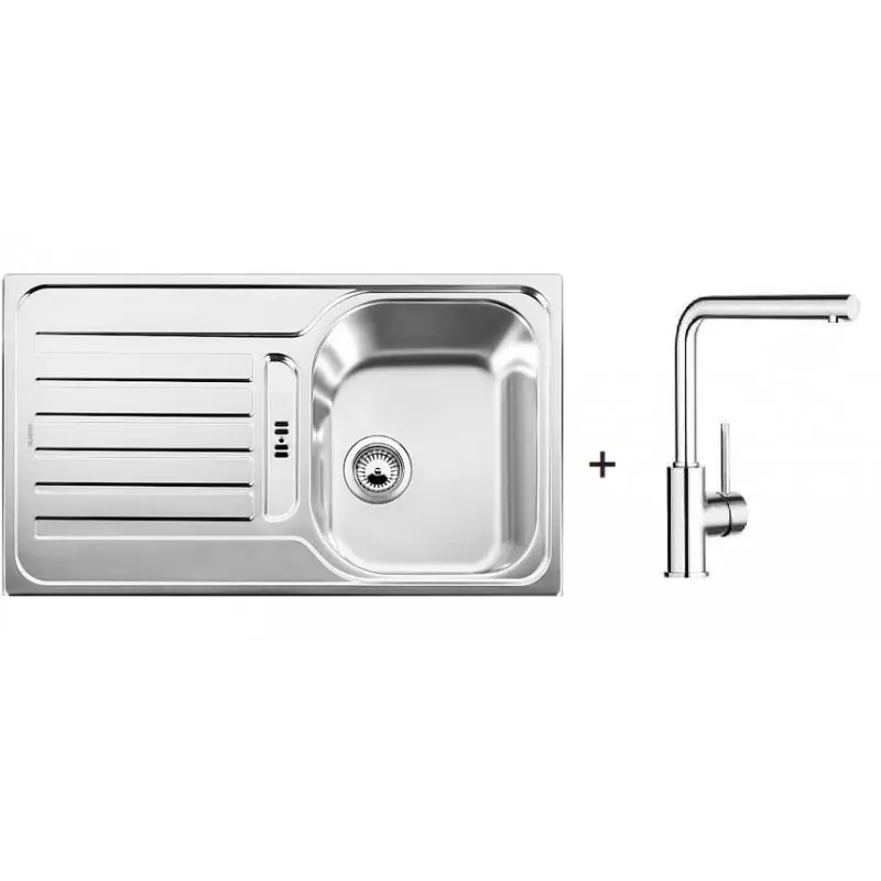 Schnäppchen BLANCO SET Lantos 45 S-IF Edelstahlspüle Bürstfinisch + Küchenarmatur Mila chrom