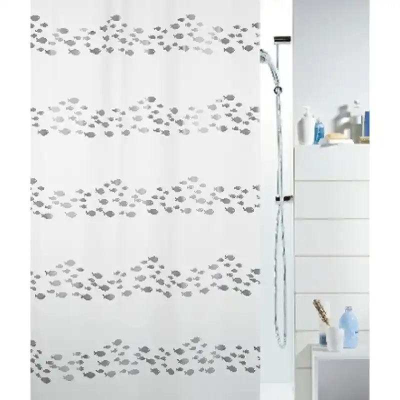 Spirella Shore Silver Duschvorhang 180 x 200 cm Weiß 1011571 Preis Gesenkt