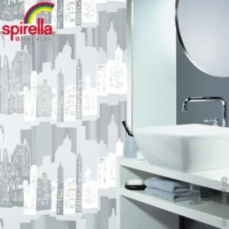 Spirella Skyline Silver Duschvorhang 180 x 200 cm Weiß 1011572 Günstig