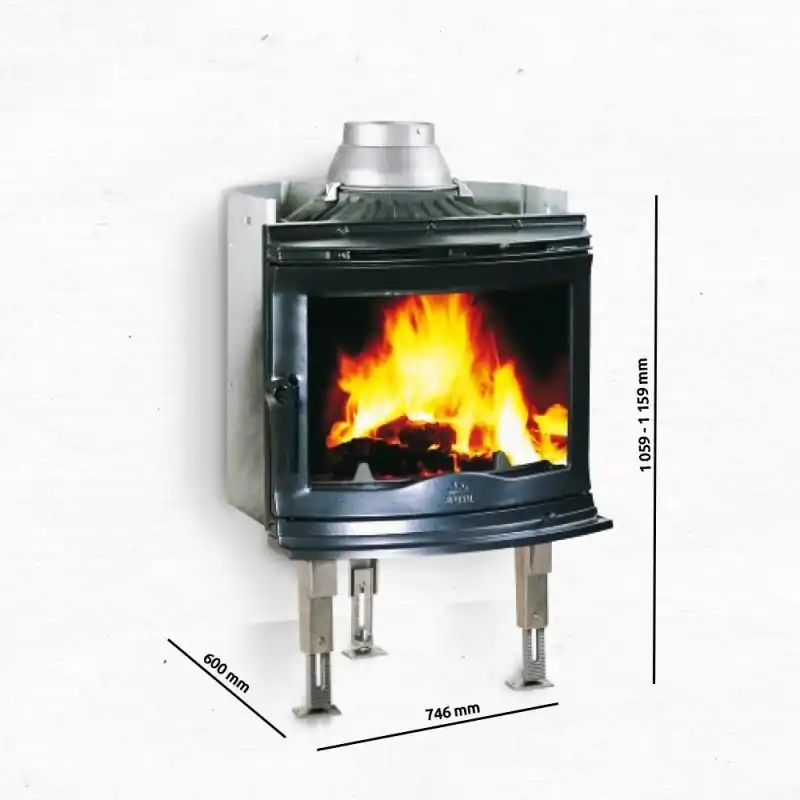 Markenware Jotul I 18 Kamineinsatz Panorama, Blauschwarze Emaille, 341100