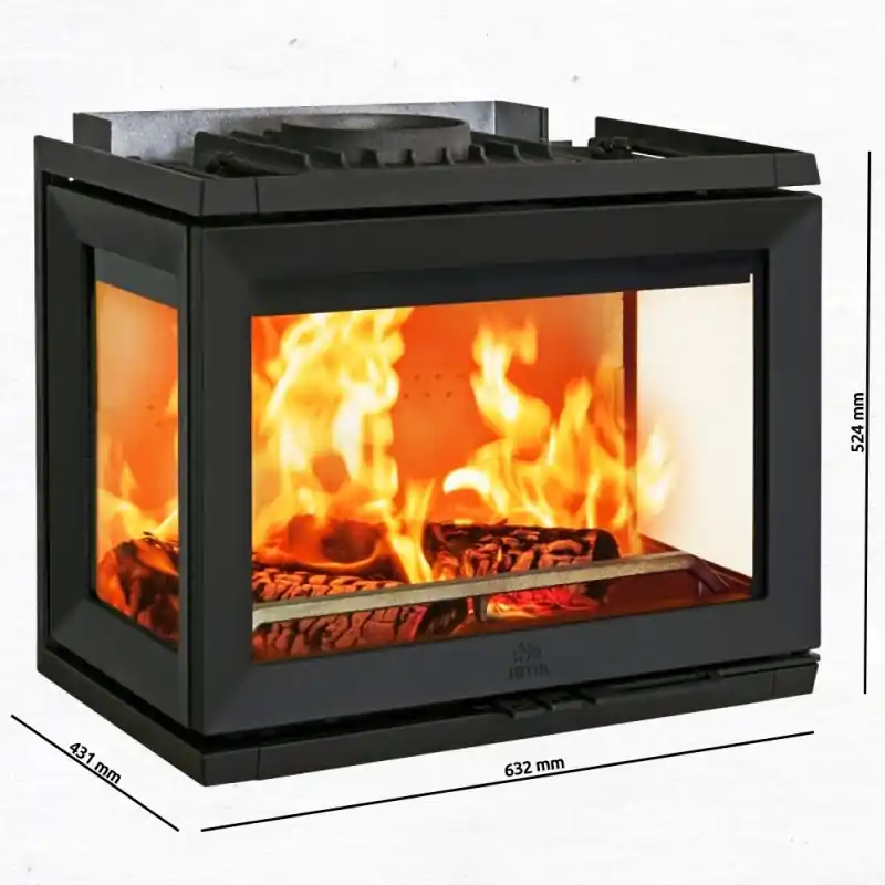 Solange Der Vorrat Reicht Jotul I 520 CB FL Kamineinsatz vorne und links, Schwarzer Lack 30044744