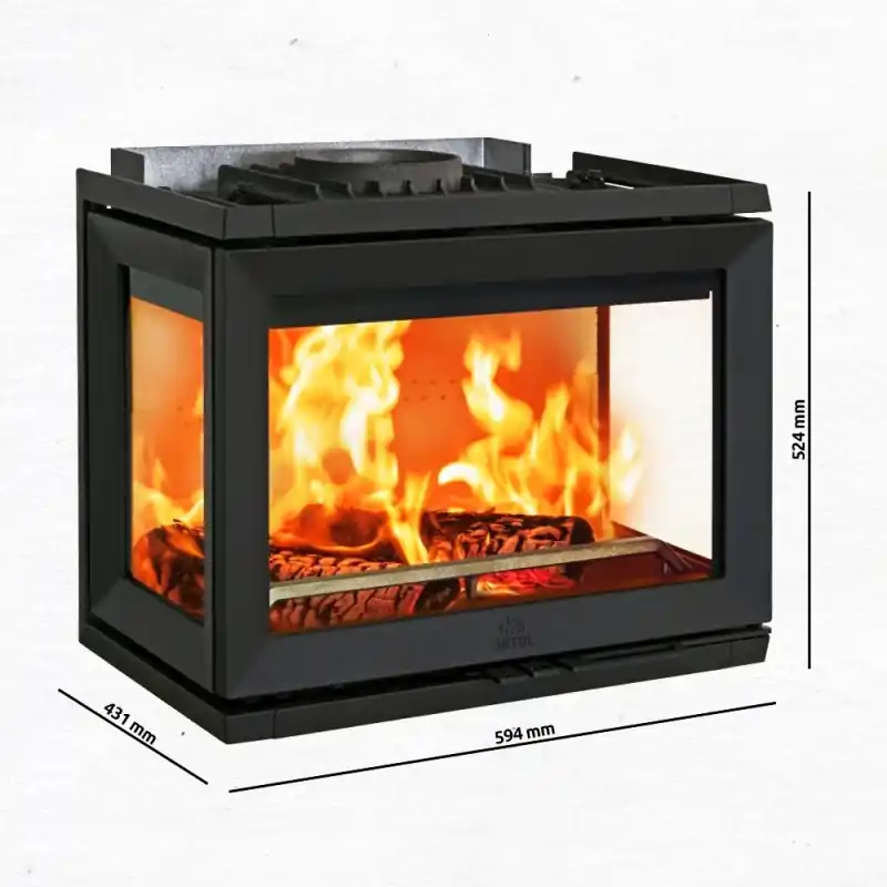 Geprüft Jotul I 520 FRL CB Kamineinsatz - Glas vorne, rechts und links, Schwarzer Lack 30044746