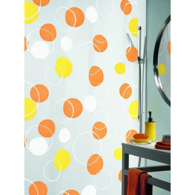 Spirella Bubble Duschvorhang 180 x 200 cm Orange 1013041 Nur Für Kurze Zeit