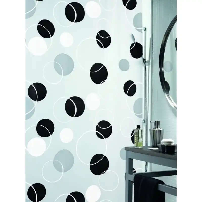 Spirella Bubble Duschvorhang 180 x 200 cm Schwarz 1013043 Neu Im Sortiment