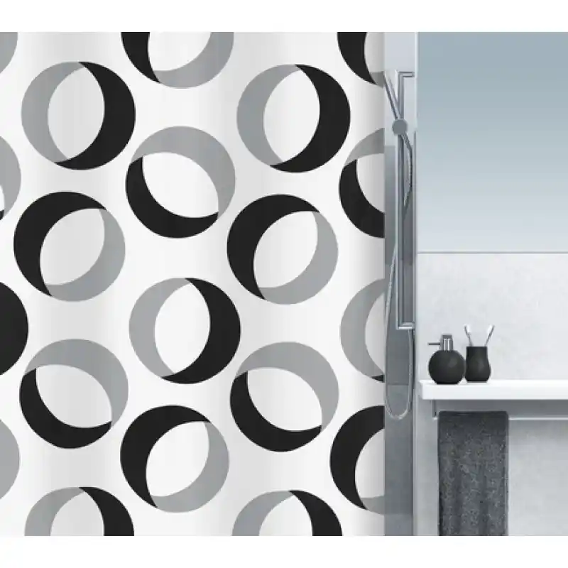 Jetzt Bestellen Spirella Rings Duschvorhang Grau, Schwarz 180 x 200 cm 1015184